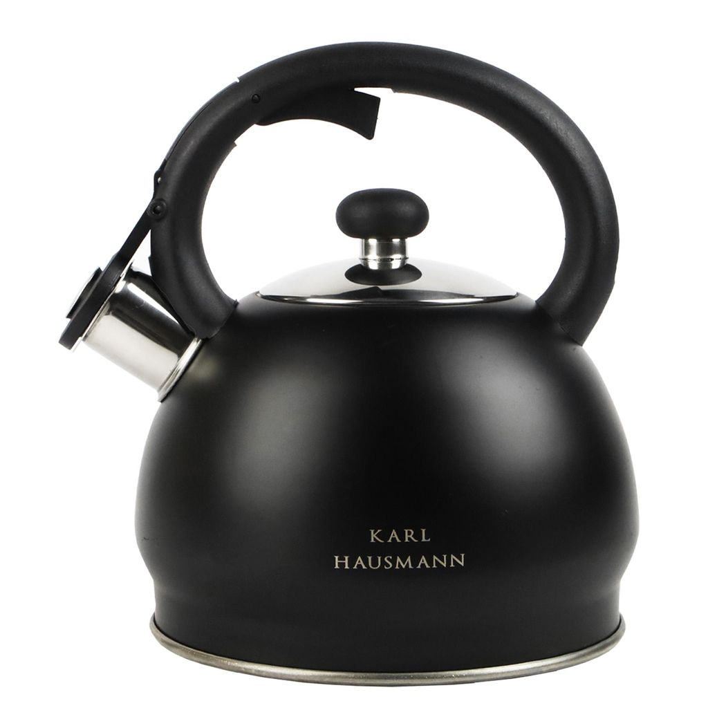 Wasserkessel Edelstahl 1,8L schwarz mit Pfeife – Induktion Produktbild 