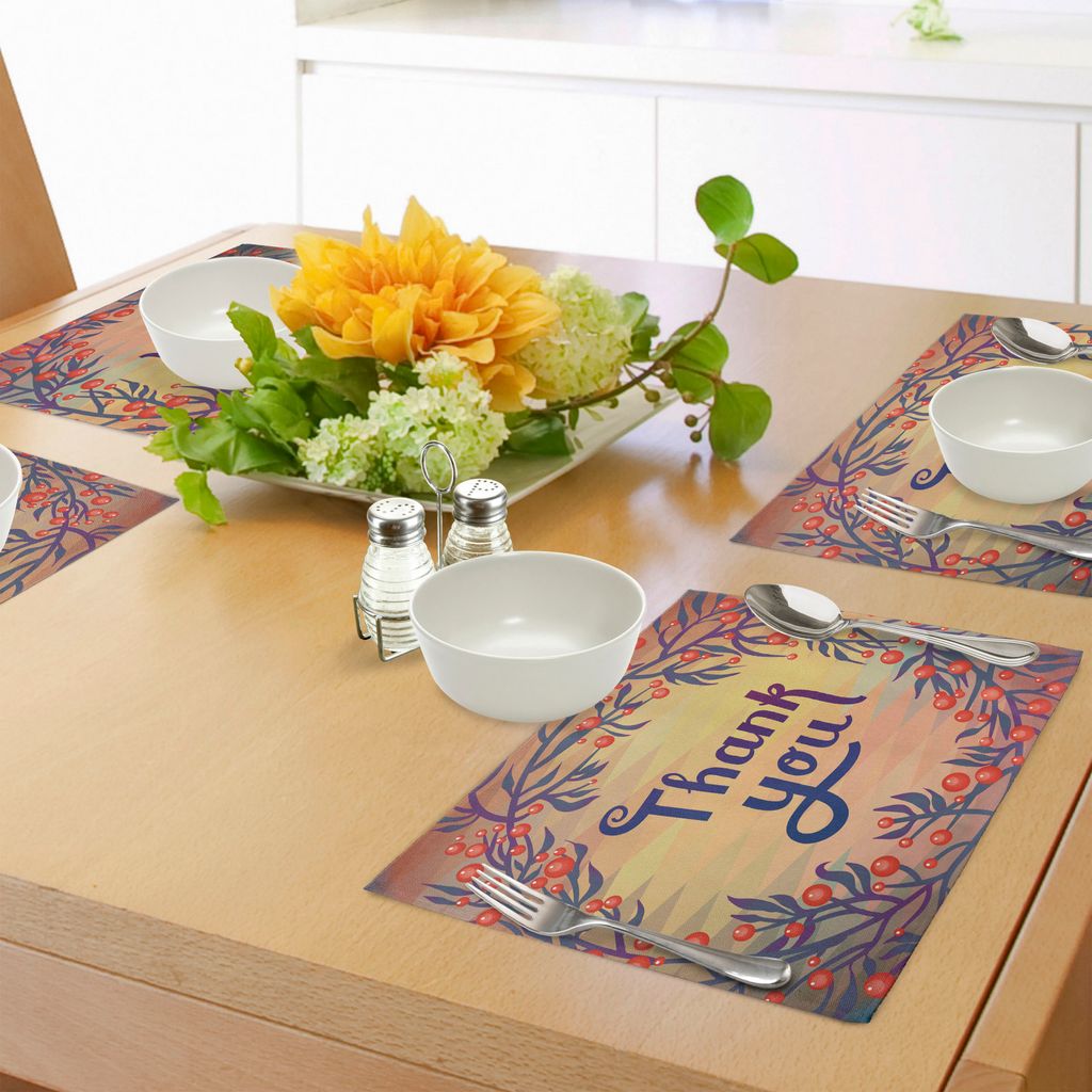 ABAKUHAUS Natur Platzmatten, Weihnachtszeit mit roter Blume mit Blättern Ivy Geometric Background mit Dank Note, Tiscjdeco aus Farbfesten Stoff f...