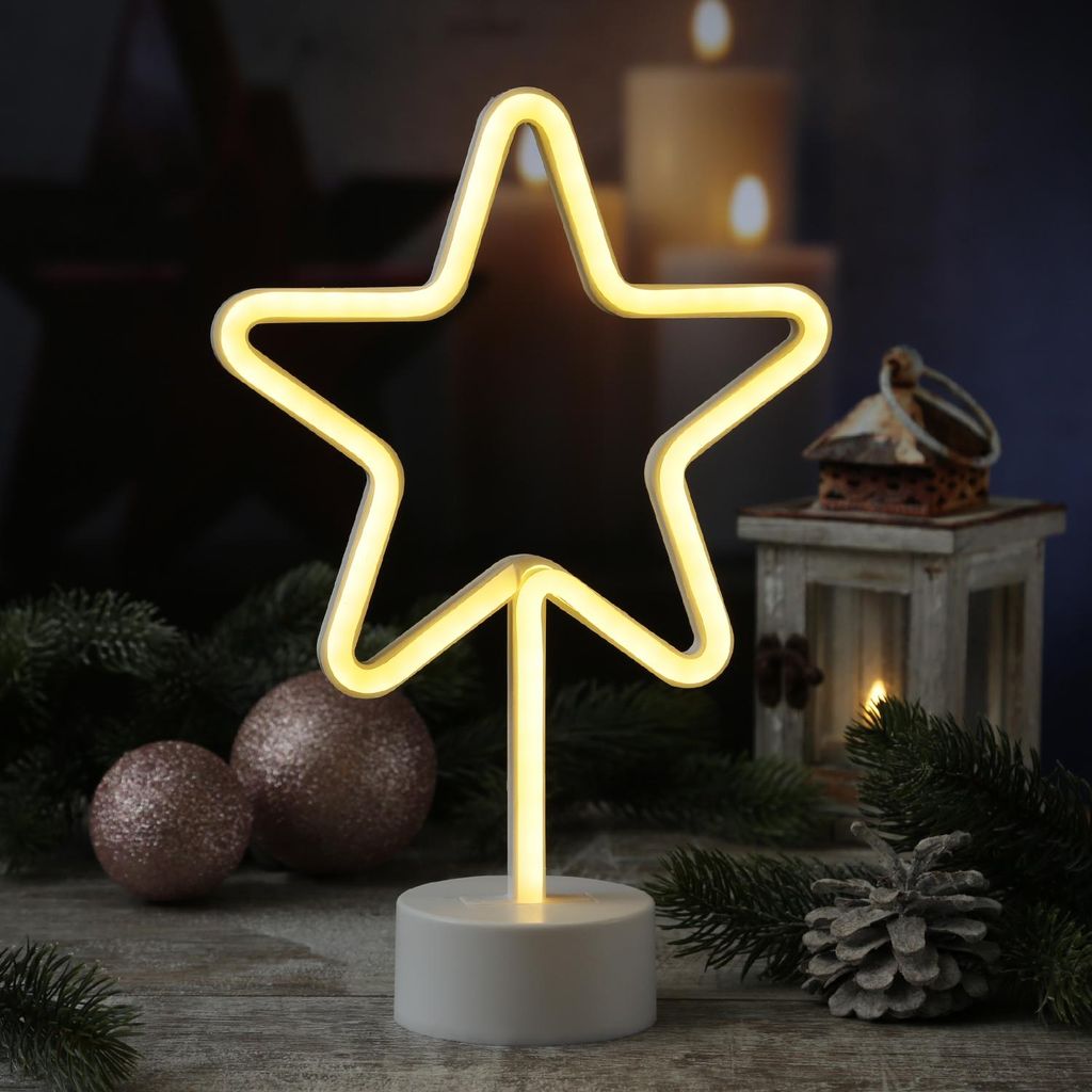 LED NEON Figur STERN - Neonlicht - H: 30cm - Batterie oder Produktbild 