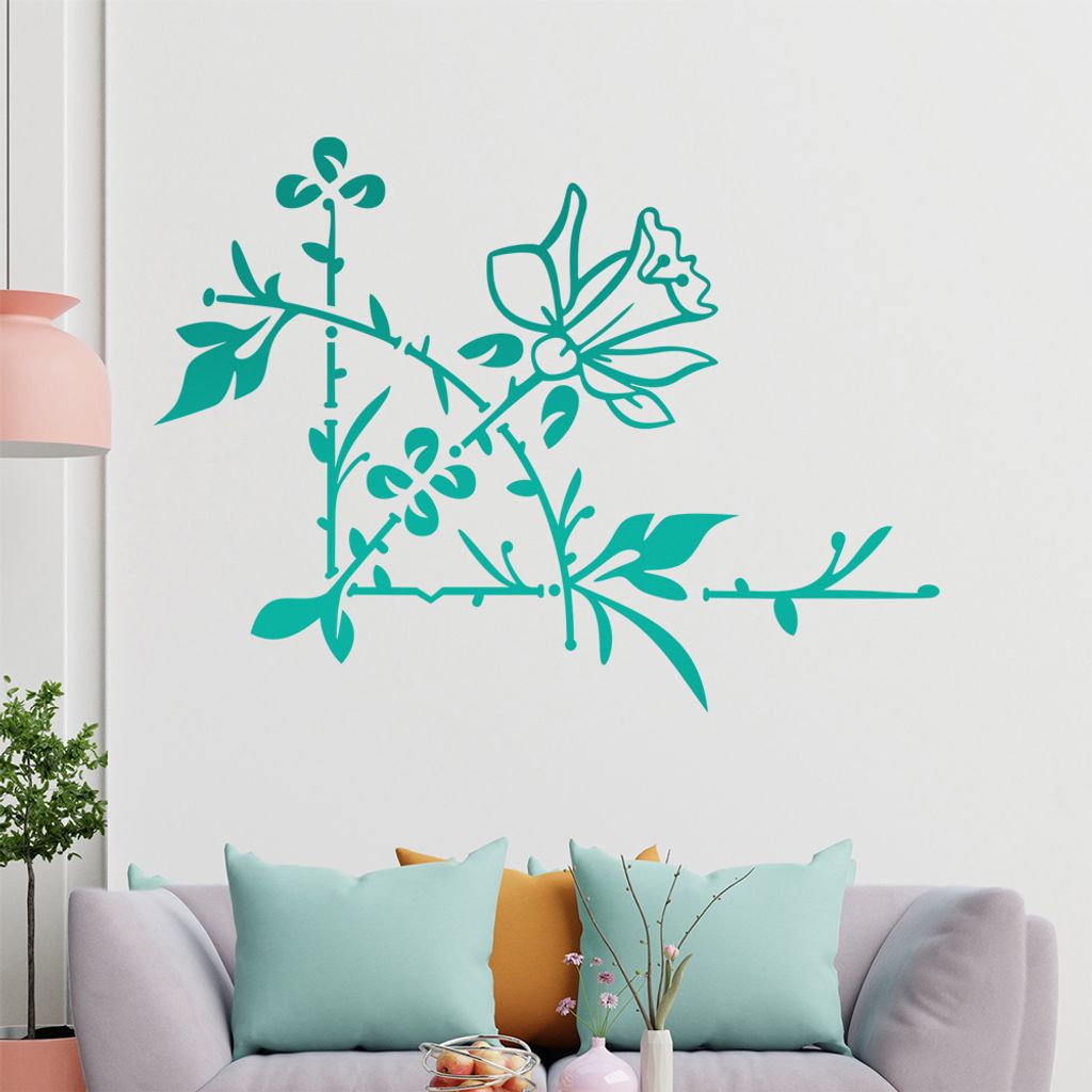 Blume - Ranken Wandtattoo in 6 Größen - Wandaufkleber Wall Sticker - Dekoration, Küche, Wohnzimmer, Schlafzimmer, Badezimmer