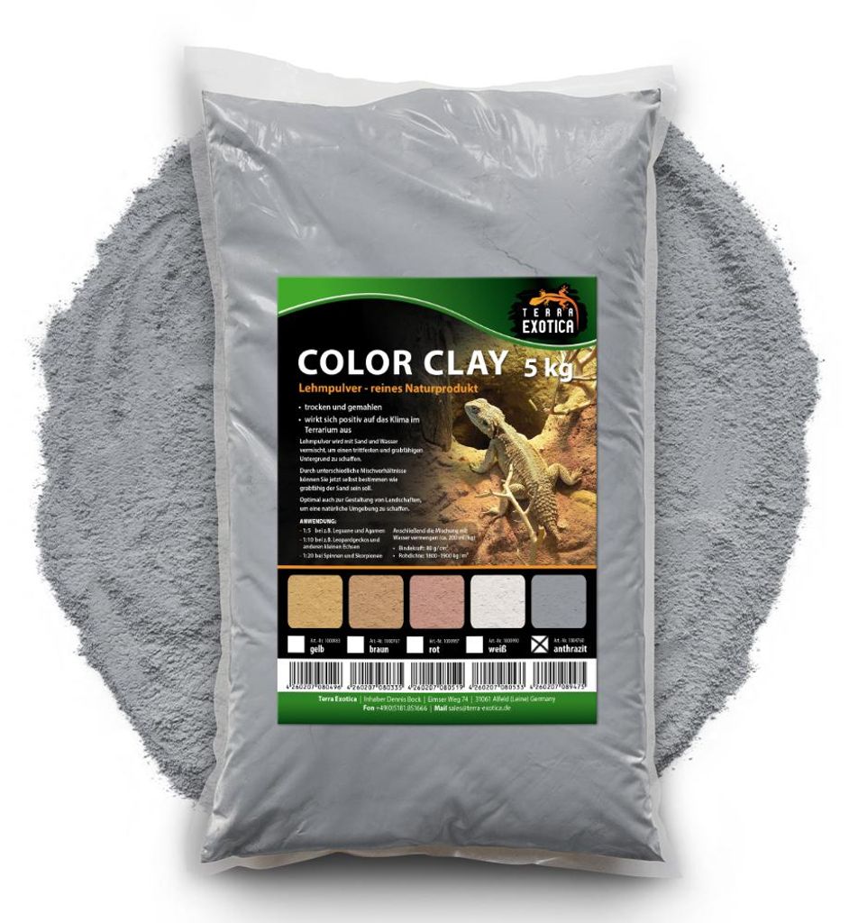 Lehmpulver Anthrazit 5 kg - versch. Farben zur Auswahl – Produktbild 