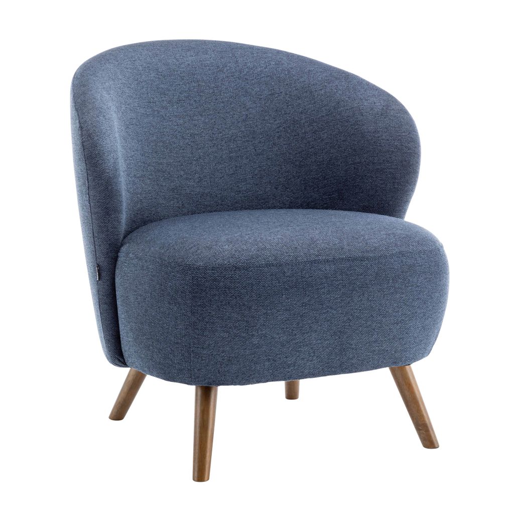 Relaxsessel aus Holz und dunkelblauem Stoff - Oviala Jerry