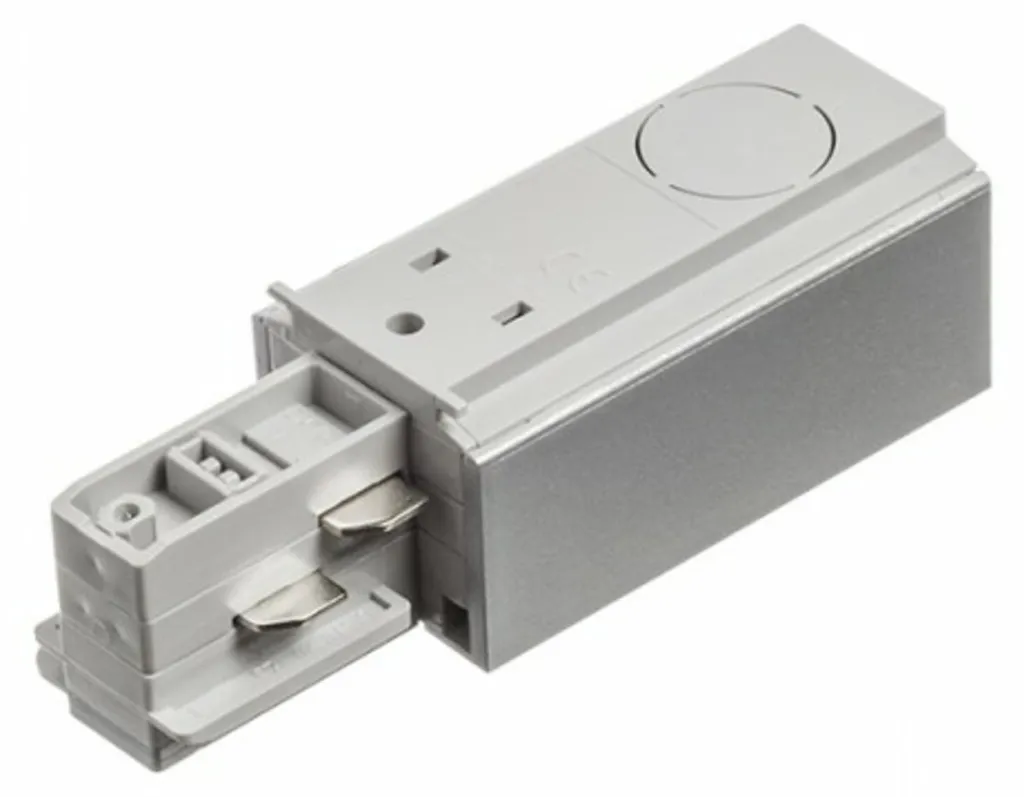 Connecteur d'alimentation gauche pour rail 3 circuits EUTRAC Gris Argent