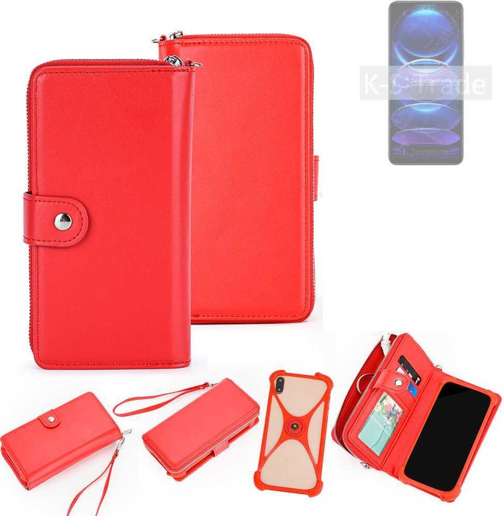 K-S-Trade 2in1 Schutzhülle Portemonnee Handyhülle mit Bumper kompatibel mit Xiaomi Redmi Note 12 Pro+ Hülle Case Etui Geldbörse Smartphone rot