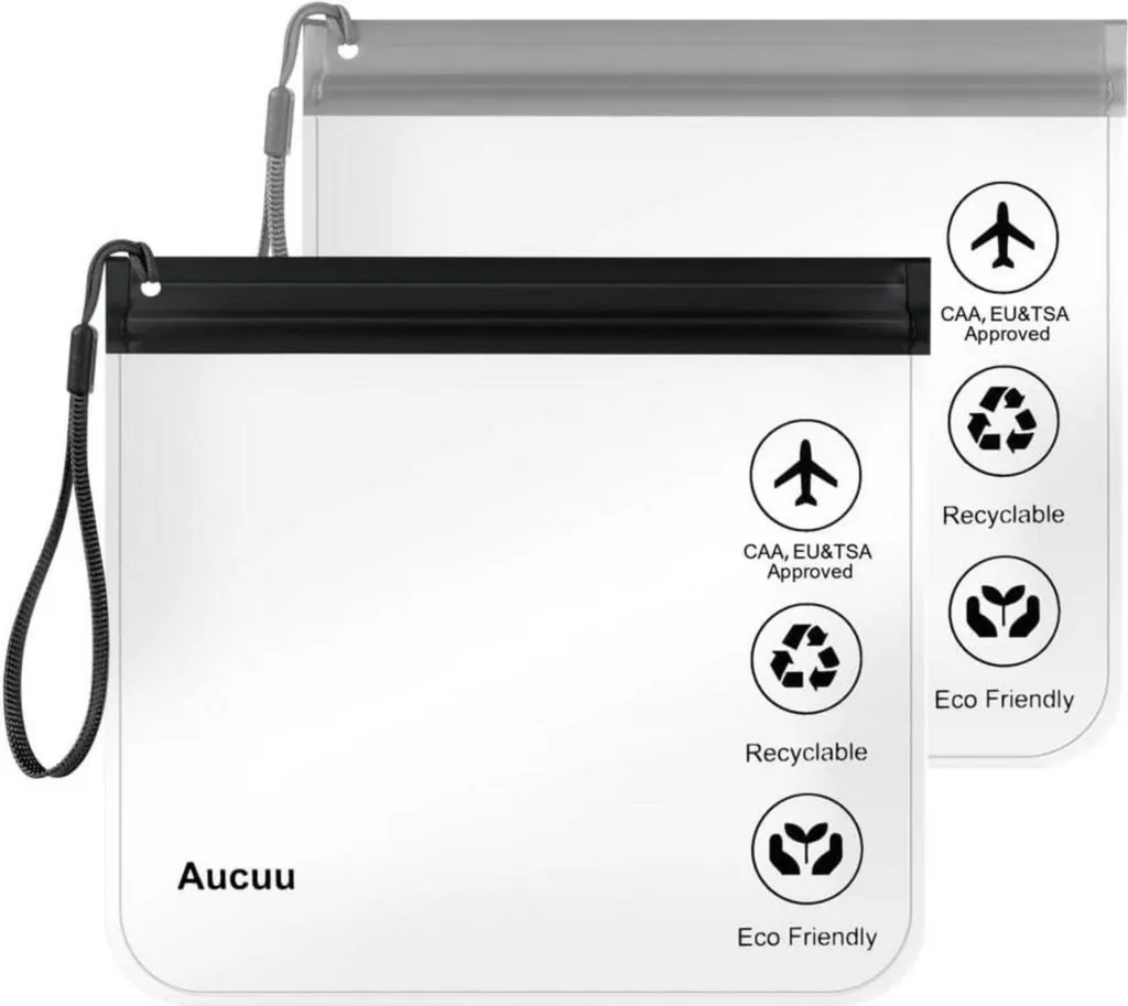 Aucuu Borsa Trasparente 1L Liquidi Aereo | 20x20cm Standard Sicurezza