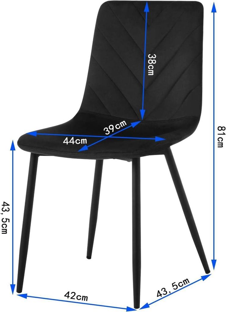 EUGAD Esszimmerstühle 4er Set, Samtstuhl mit Metallbeinen, Produktbild 3