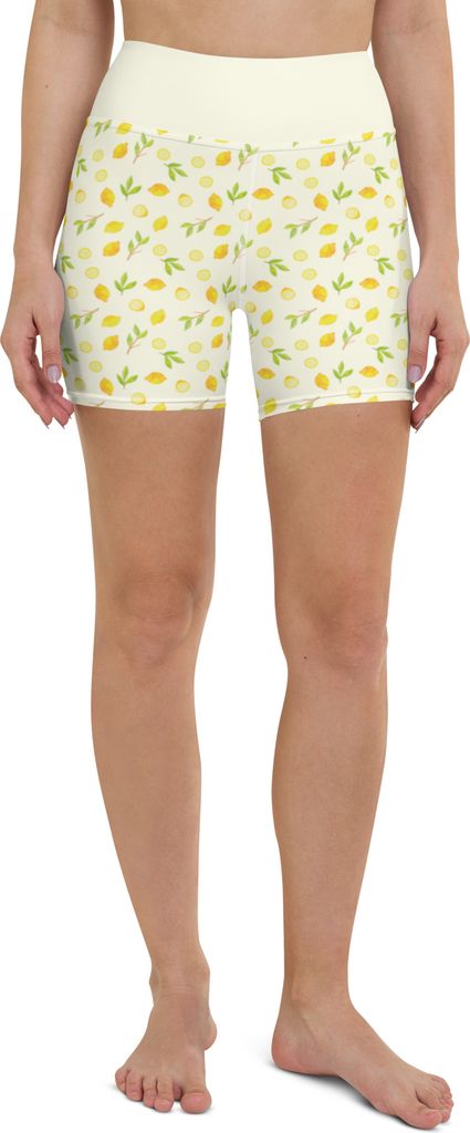 Mr. & Mrs. Panda Yoga Shorts Frische Zitronen Größe S - Gelb - Geschenk, Zitrone, Sporthose, Muster, Sportbekleidung, Yogabekleidung, Sportshorts...