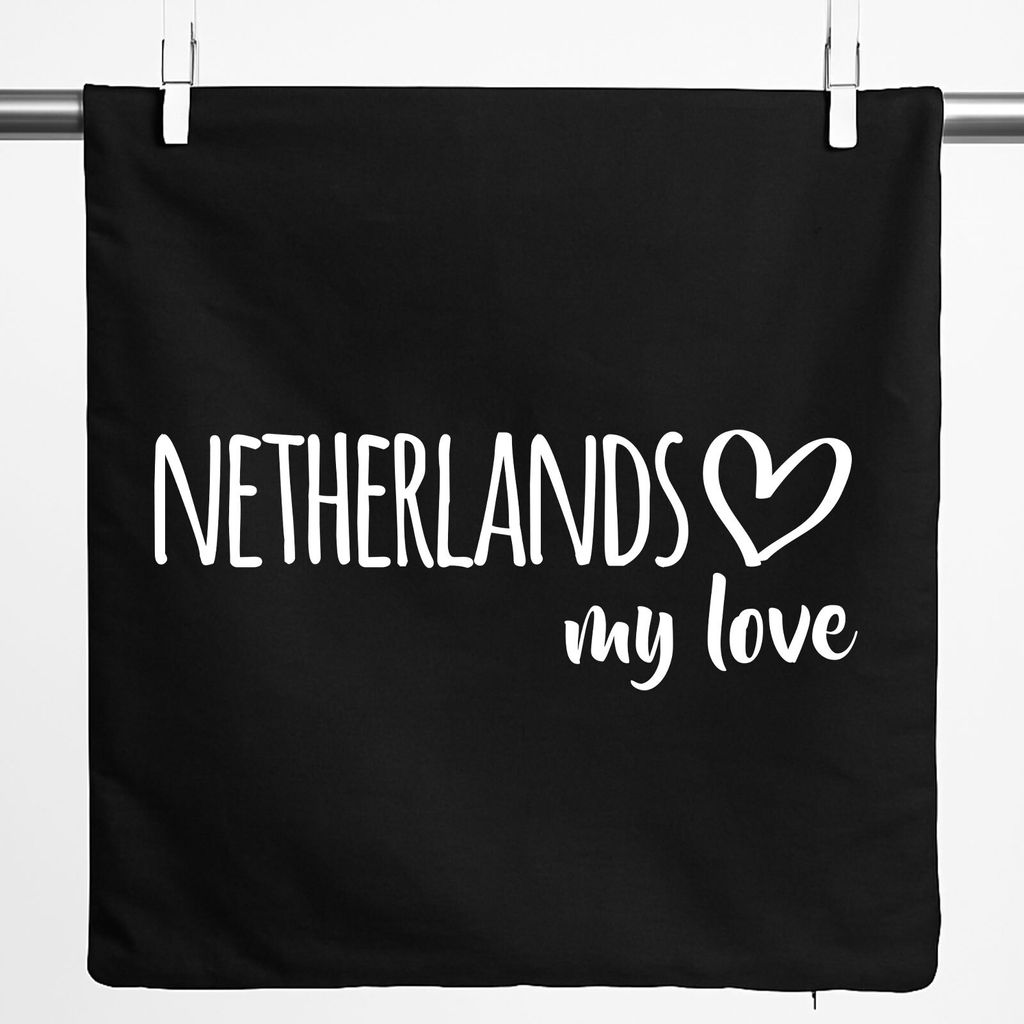 Huuraa Kissenbezug Netherlands my love 40x40cm Black Baumwolle Dekokissenbezug Geschenkidee