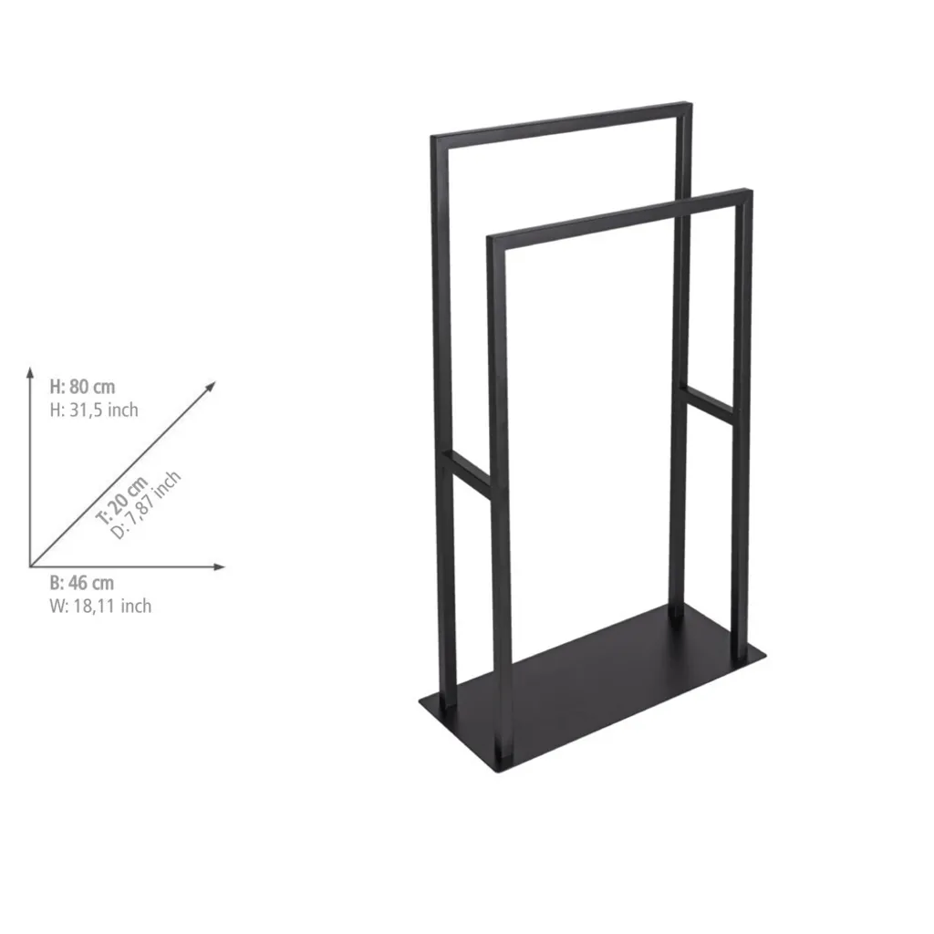 WENKO Rivaltana Porte-serviettes sur pied en acier inox noir mat design