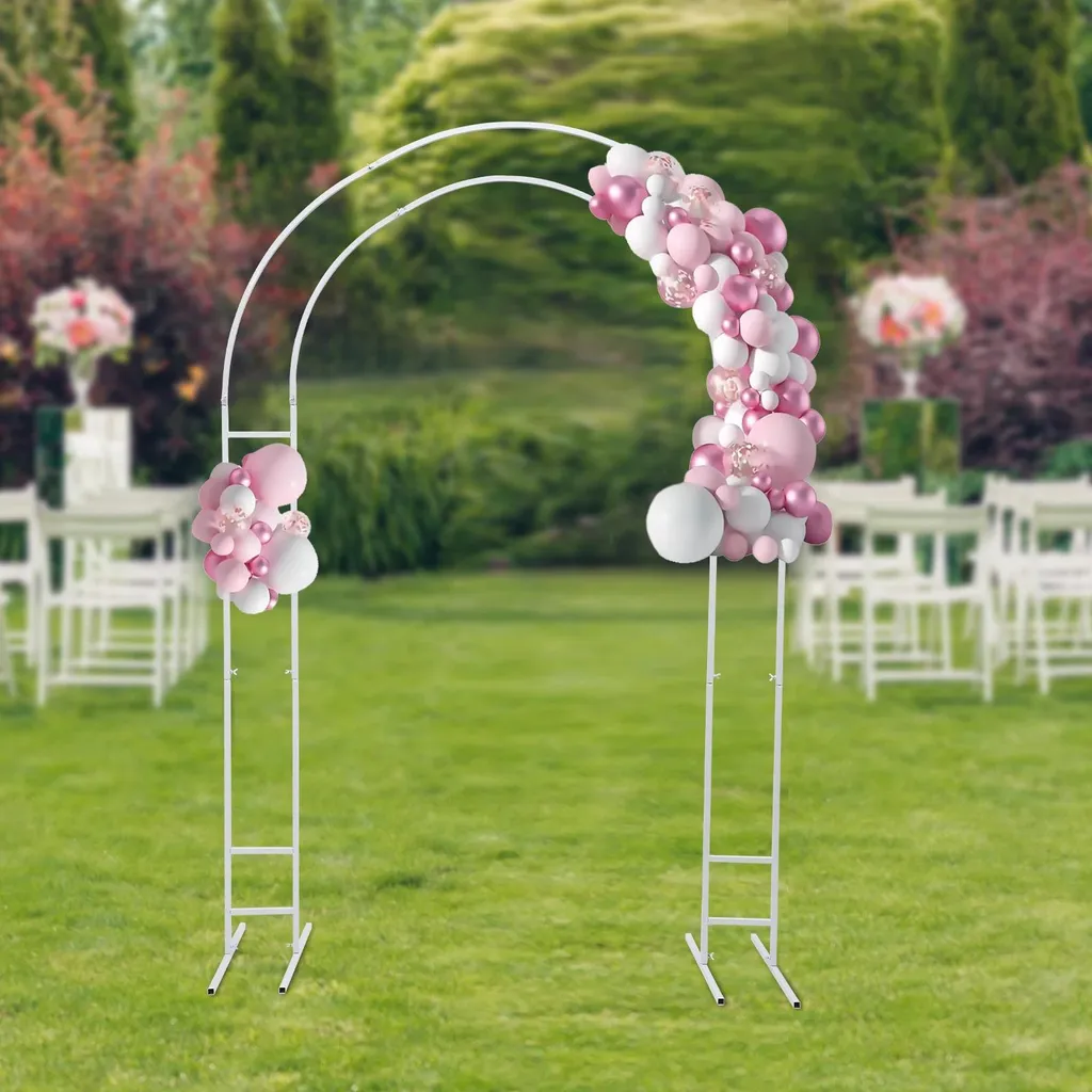 Arche décorative de jardin en métal blanc support pour fleurs et fêtes - 6