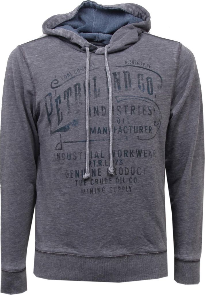 D1102 felpa uomo PETROL INDUSTRIES grau delave' vintage Sweatshirt Männer