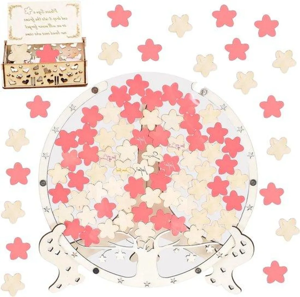 Livre d'or mariage original : 80 fleurs bois pour souvenirs durables