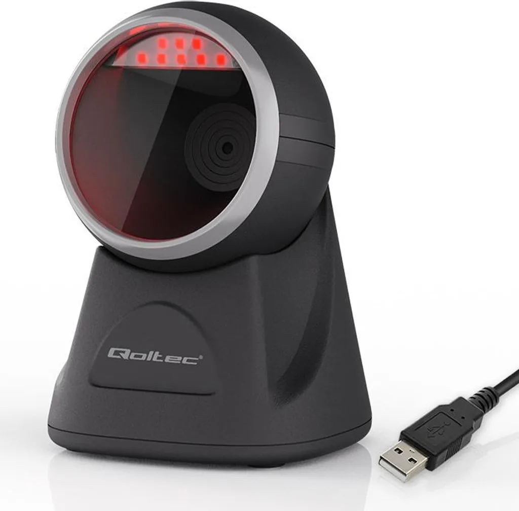 Scanner de Code-Barres Fixe 2D et QR Code Qoltec pour Comptoir de Vente