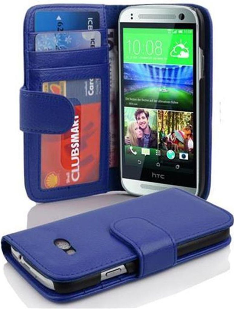 Cadorabo Hülle für HTC ONE M8 MINI in Blau Backcover Handy Schutz Hülle Book Case Booklet Kartenfächer