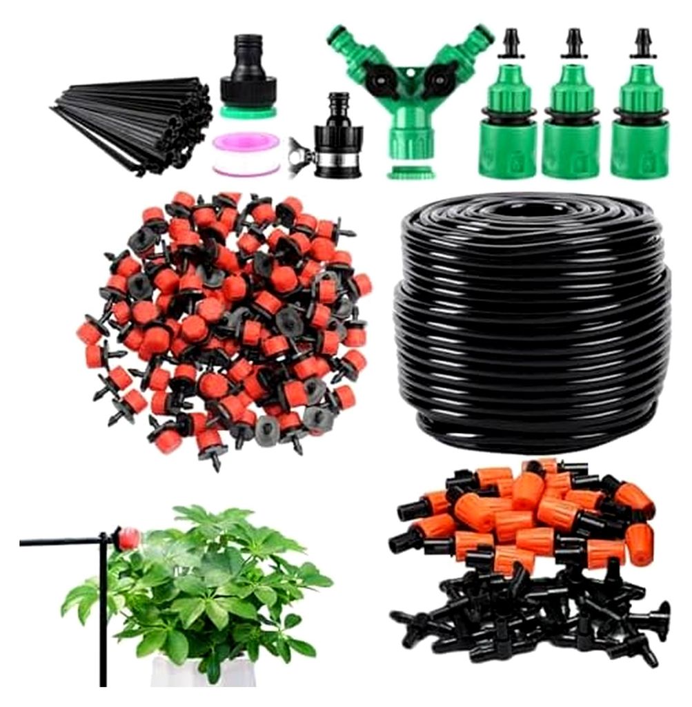 Tropfbewässerungssystem für den Garten | Tropfschlauch mit 50 Metern Länge | Bewässerungssystem für Garten, Hof, Rasen, Gewächshaus, Außen- ...
