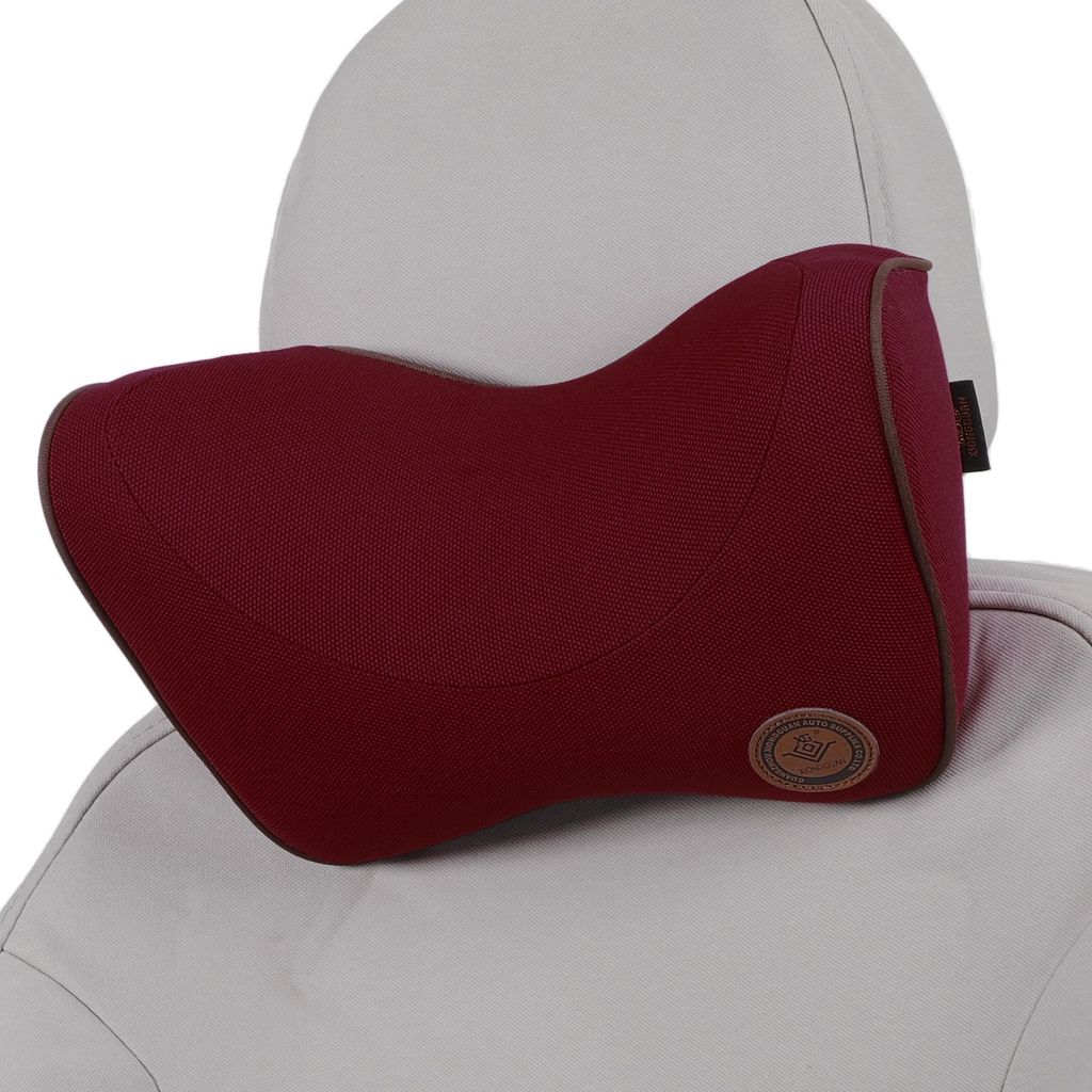 Auto Kopfkissen Ergonomisch Bequemes Nackenstützkissen Polyester Und Memory Schaum Verstellbare Breite Dunkelrot 1 Stück Für Autofahren Reisen
