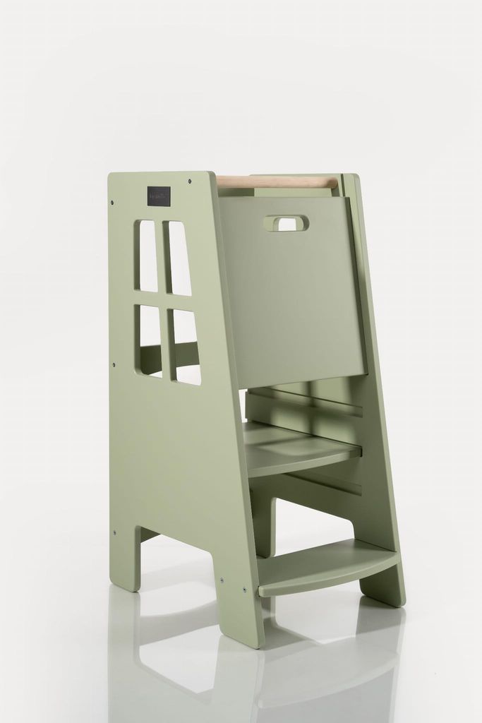 EXTRA SAFE - Montessori Lernturm Kitchen Helper Kinderplattform Küchenturm lackierter – olive