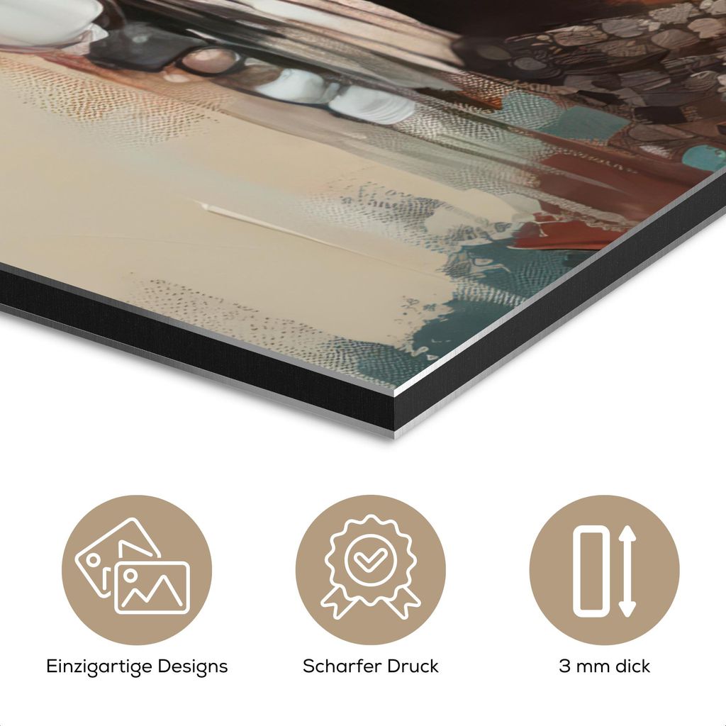 MuchoWow Wanddekoration Metall Metallbild Wandkunst 60x80 cm Frau - Kunst - Schmuck - Porträt MuchoWow Aluminium Gemälde - Wanddekoration Metall