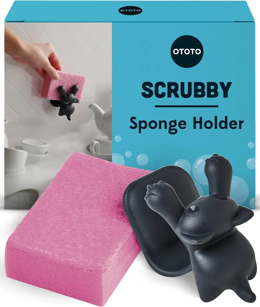 Porta Spugna Cucina Gatto Grigio OTOTO Scrubby Antiruggine Originale