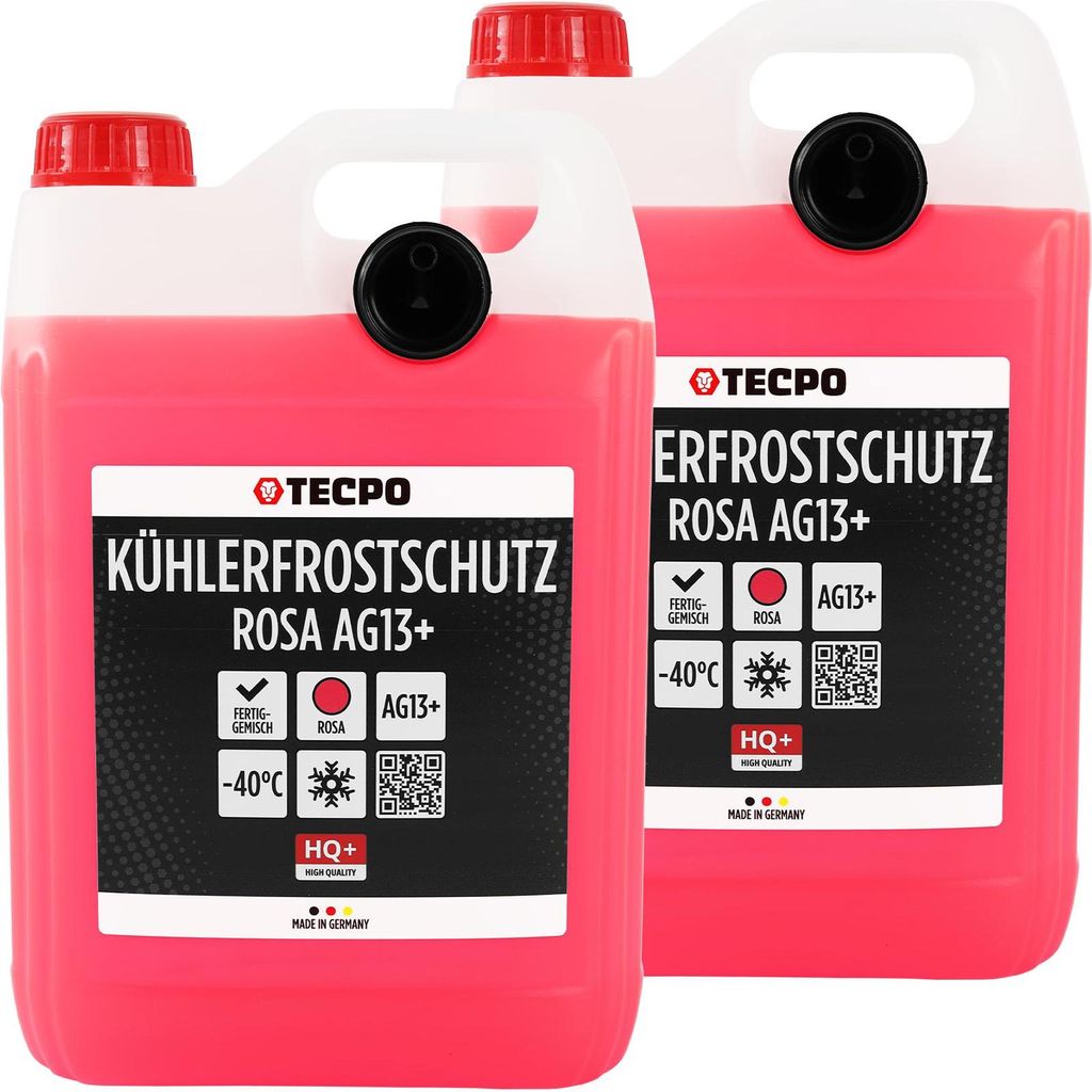 TECPO Kühlerfrostschutz Antifreeze AG13+, 10 Liter Kühlmittel rosa rot -40 C°
