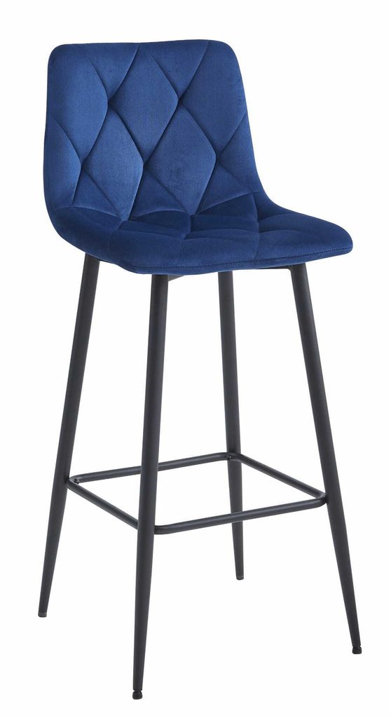 NADO Barhocker Hocker - marineblauer Samt / schwarze Beine