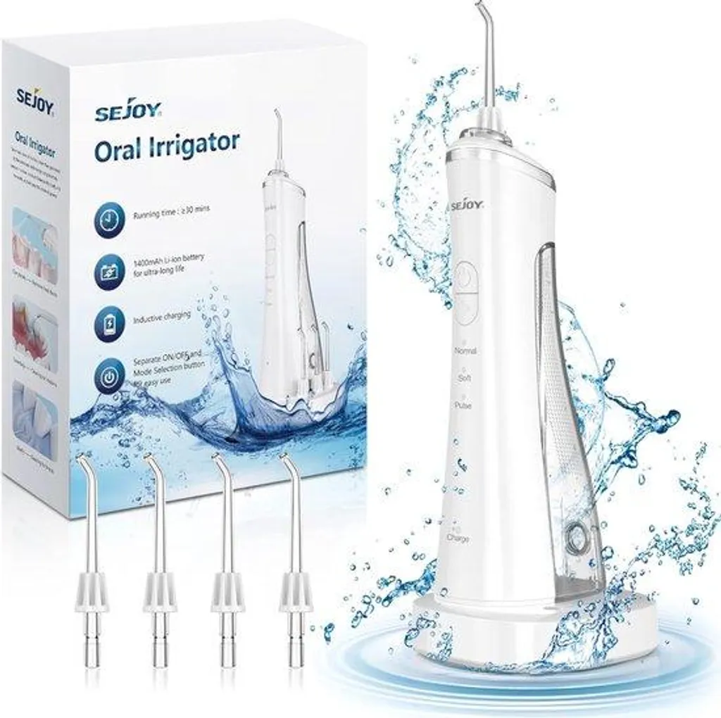 Hydropulseur sans fil 3 modes pression jet dentaire étanche IPX7 noir