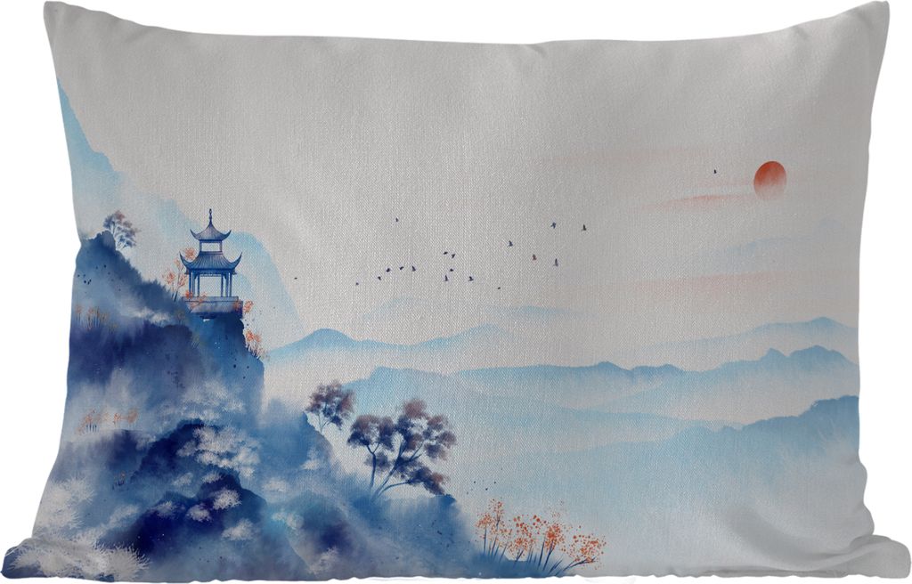 MuchoWow Outdoor Kissen - Malerei - Ölfarbe - Natur - 60x40 cm - Wetterfest - Lounge Kissen - Zierkissen - Kissen für Innenräume