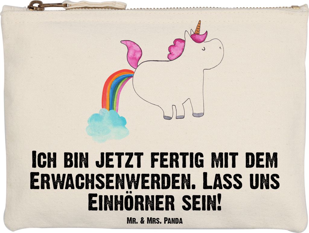 Mr. & Mrs. Panda aufbewahrungsbeutel Einhorn Pupsen Grösse XL Große - Weiß - Geschenk, Kulturtasche, Lustig, Unicorn, Regenbogen, Kulturbeutel, ...