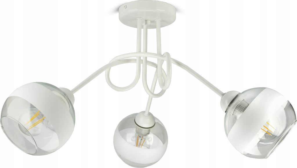 LUXOLAR - Led Deckenleuchte - Deckenlampe 3 flammig Weiß E27 60W - Hängelampe wohnzimmer für Wohnzimmer, Küchen - Weiß Glas Kugeln