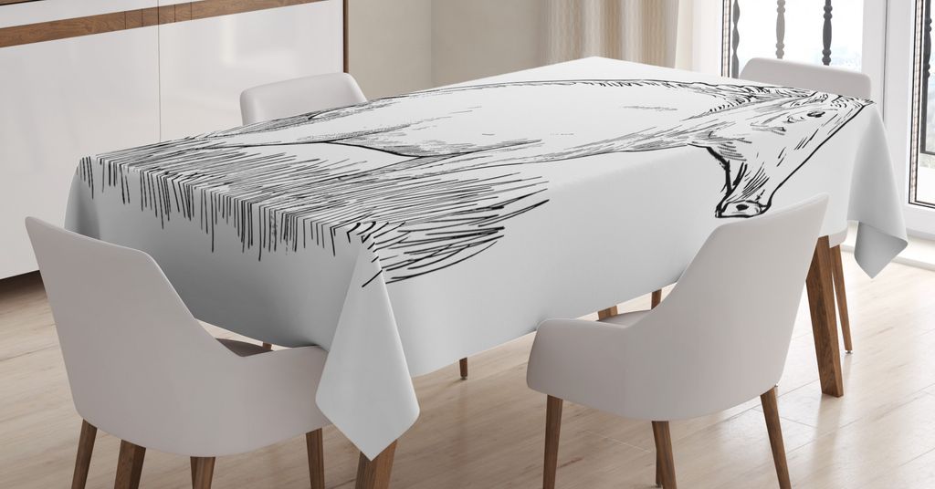 ABAKUHAUS Finnwal Tischdecke, Prinzipskizze Wildschwein, Wasserfest Waschbar mit Klar Sichtbaren Farben kein Verblassen Personalisiert, 140 x 200 c...