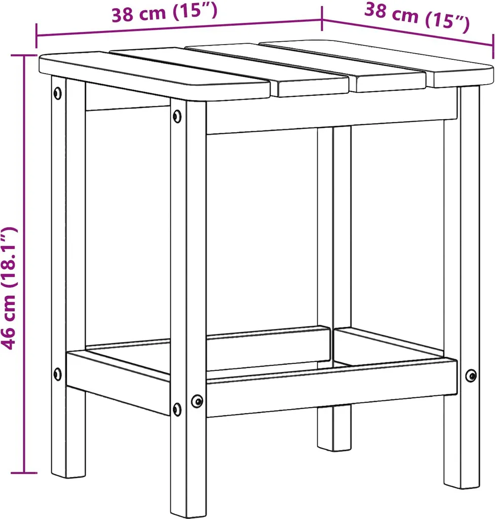 Table d'appoint cube blanche en polyéthylène imperméable 38x38x46 cm - 6