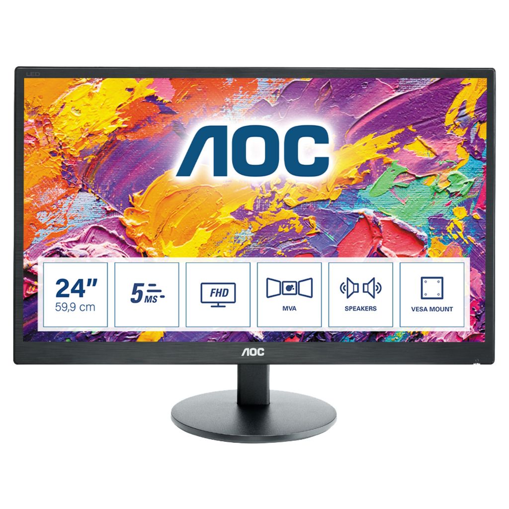 AOC M2470SWH, 59,9 cm (23.6"), 1920 x 1080 Pixel, Full HD, LED, 5 ms, Schwarz