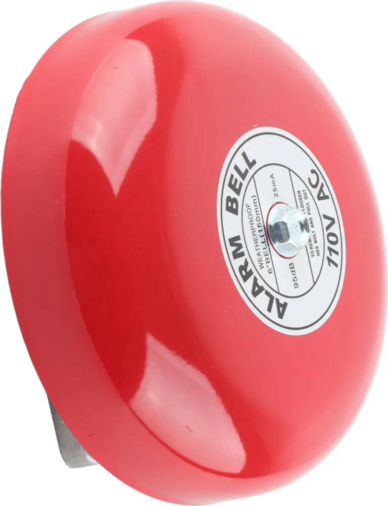Cloche d'alarme ronde 95dB en métal rouge pour sécurité industrielle