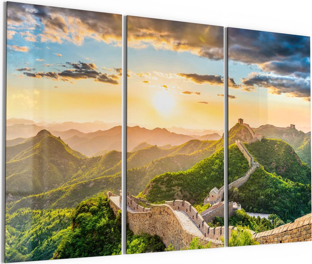 DEQORI Glasbild Echtglas 3x50x100 cm 'Chinesische Mauer' Wandbilder XXL groß
