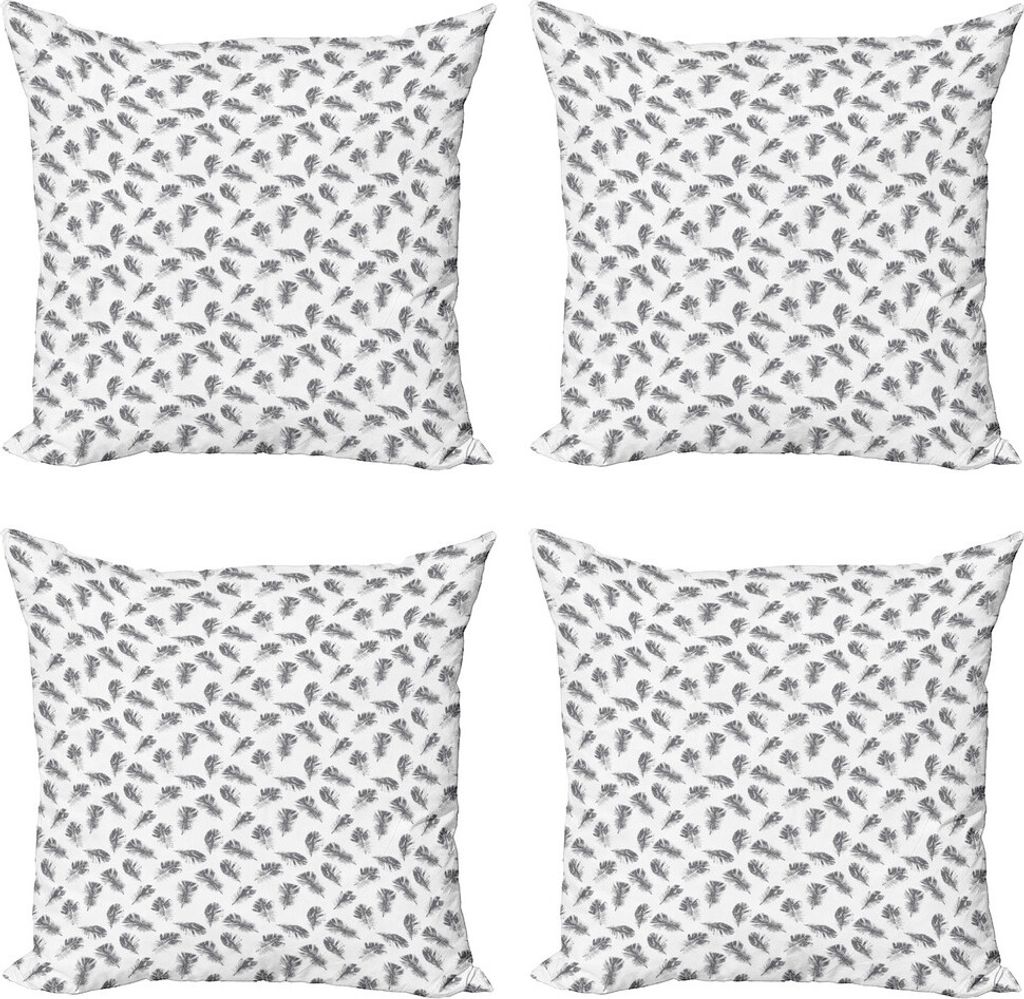 ABAKUHAUS Feder Kissenbezug Set (4 Stück), Fluffy Antike Plumage Kunst, Moderner Doppelseitiger Digitaldruck, 45 cm x 45 cm, Purpleblue und Weiß