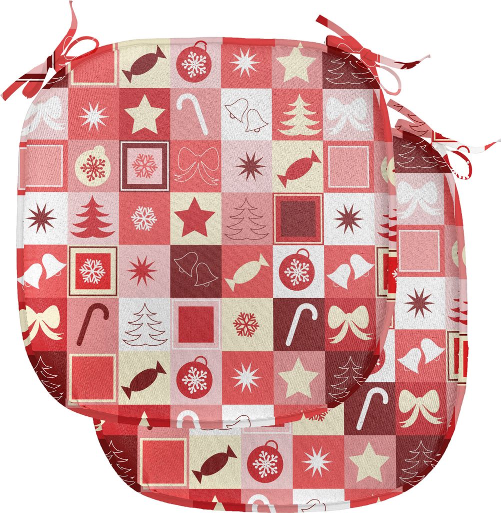 ABAKUHAUS Weihnachten Polster für Esszimmerstühle, Rosa Kegel-Stern, Dekoratives wasserfestes Kissen mit Riemen für Küchensitze, 40 cm x 40 cm-...