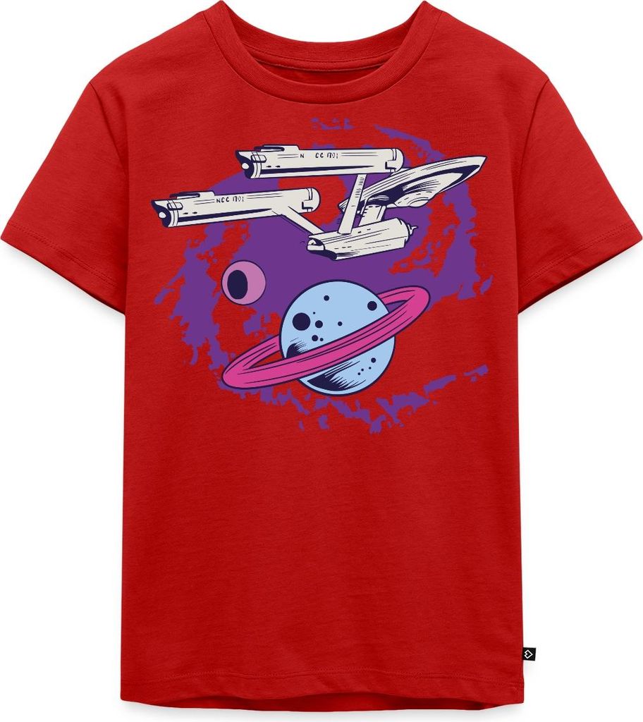 Spreadshirt Star Trek The Original Series Enterprise Planet Kinder Premium T-Shirt, 98/104 (2 Jahre), Rot