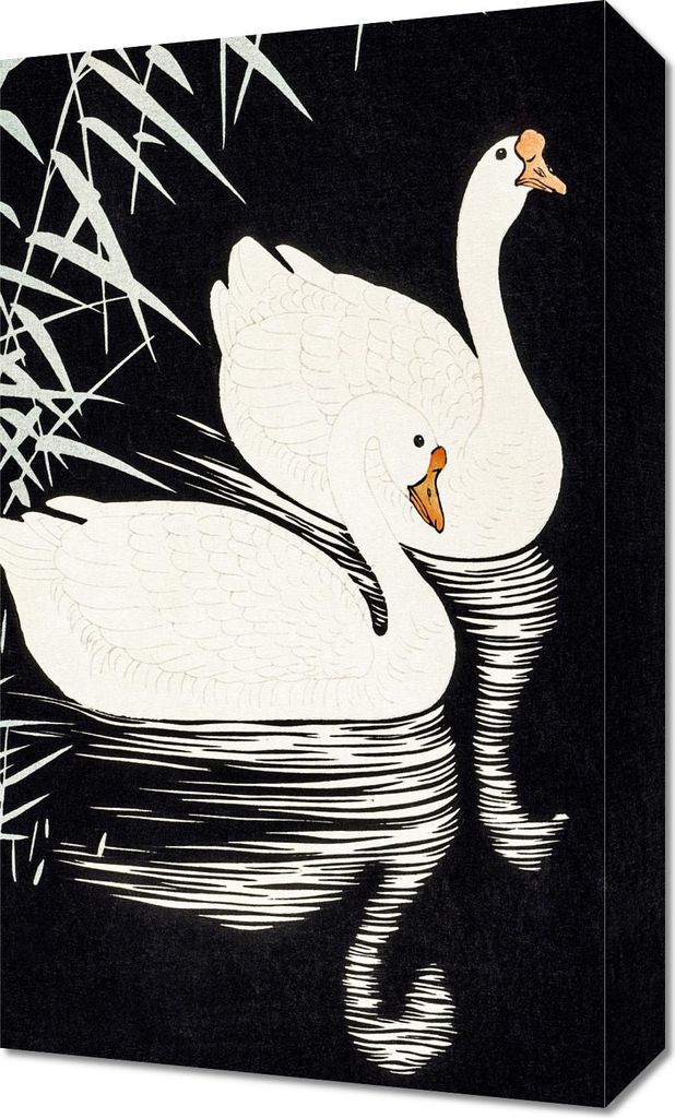 Bild 30x50cm Weiße Chinesische Gänse, Japanischer Koson Vintage für das Wohnzimmer