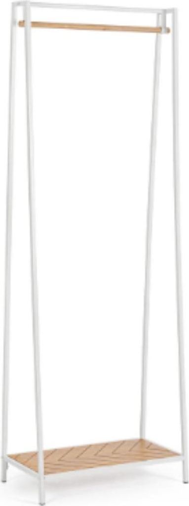 Garderobe Haldor 63 x 180 x 34 cm Stahl MDF Gummibaum Weiß Natur