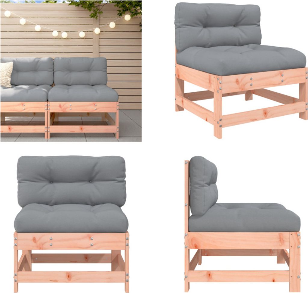 vidaXL Mittelsofa mit Kissen Massivholz Douglasie - Mittelsofa - Mittelsofas - Gartensofa - Outdoor Sofa