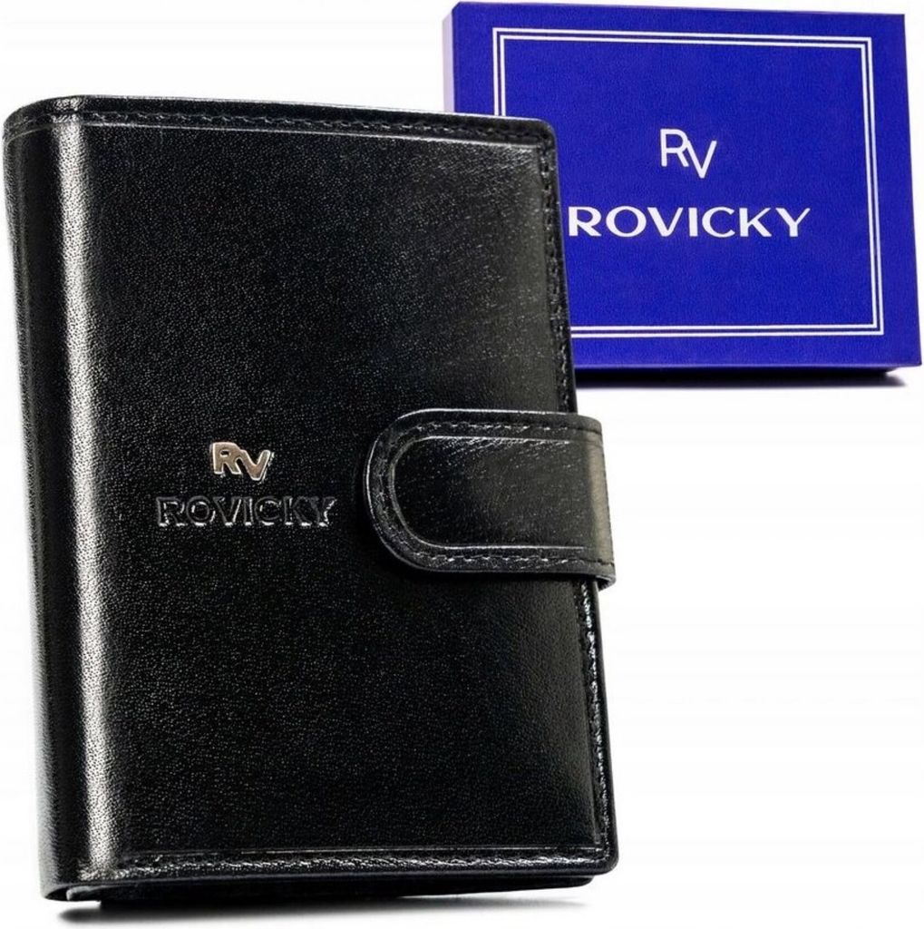 Rovicky | Große Brieftasche, aus Naturleder, für Männer, Naturleder, Schwarz, 9.5x13 cm