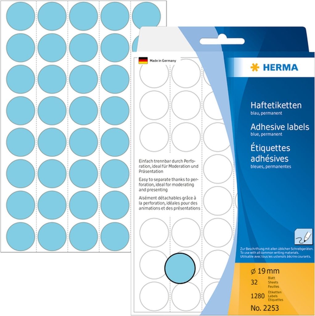 Vielzweck-Etiketten 19mm blau VE=10x1280 Stück