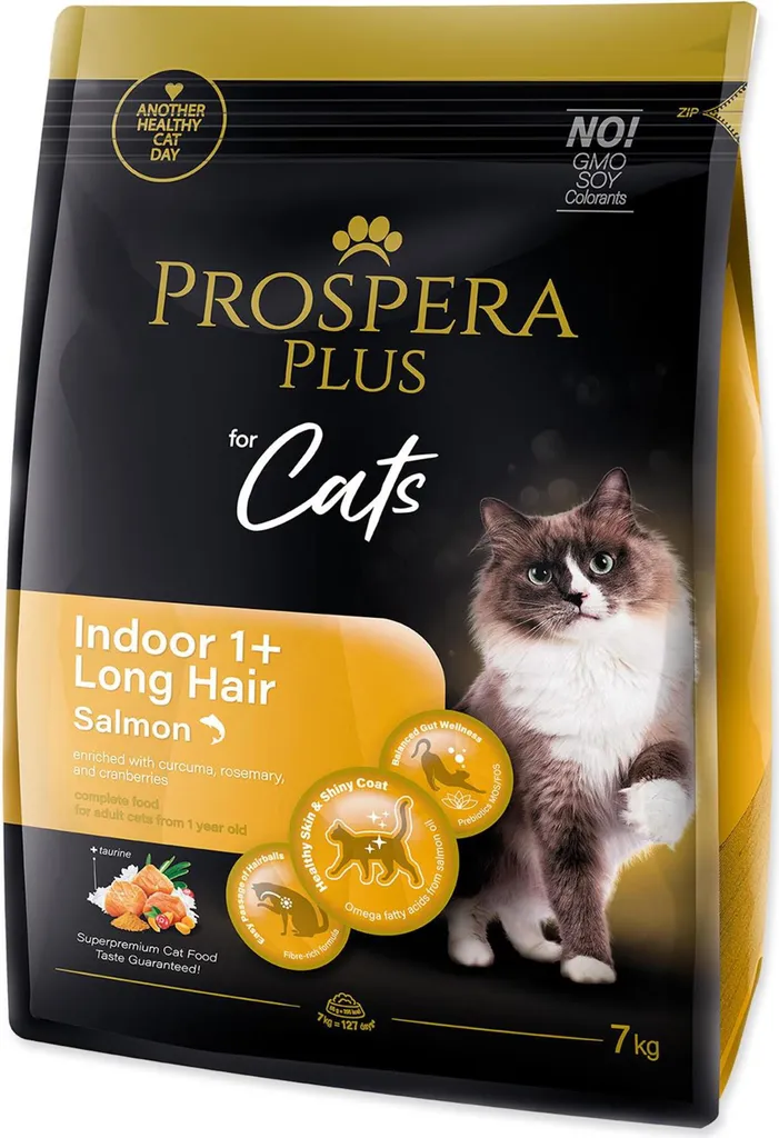Croquettes Prospera Plus Indoor 1 Lachs Longhair 7 kg pour chat à poils longs