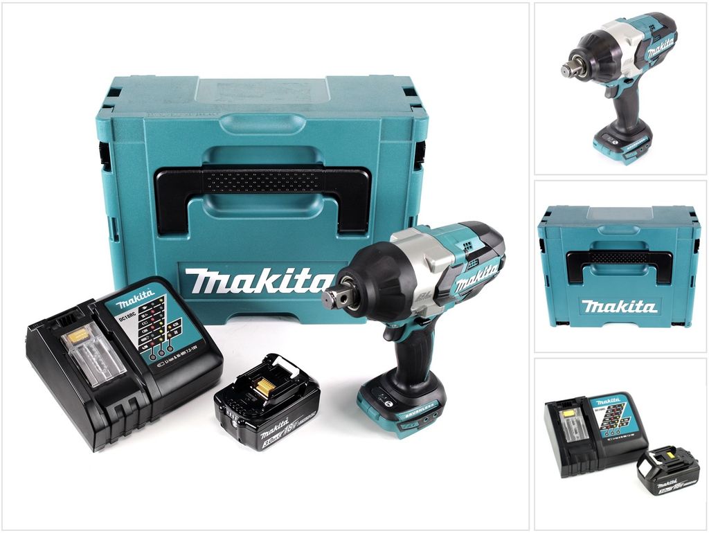 Makita DTW 1001 RF1J Akku Schlagschrauber 18V 3/4“ 1050Nm Brushless + 1x Akku 3,0Ah + Ladegerät + Makpac