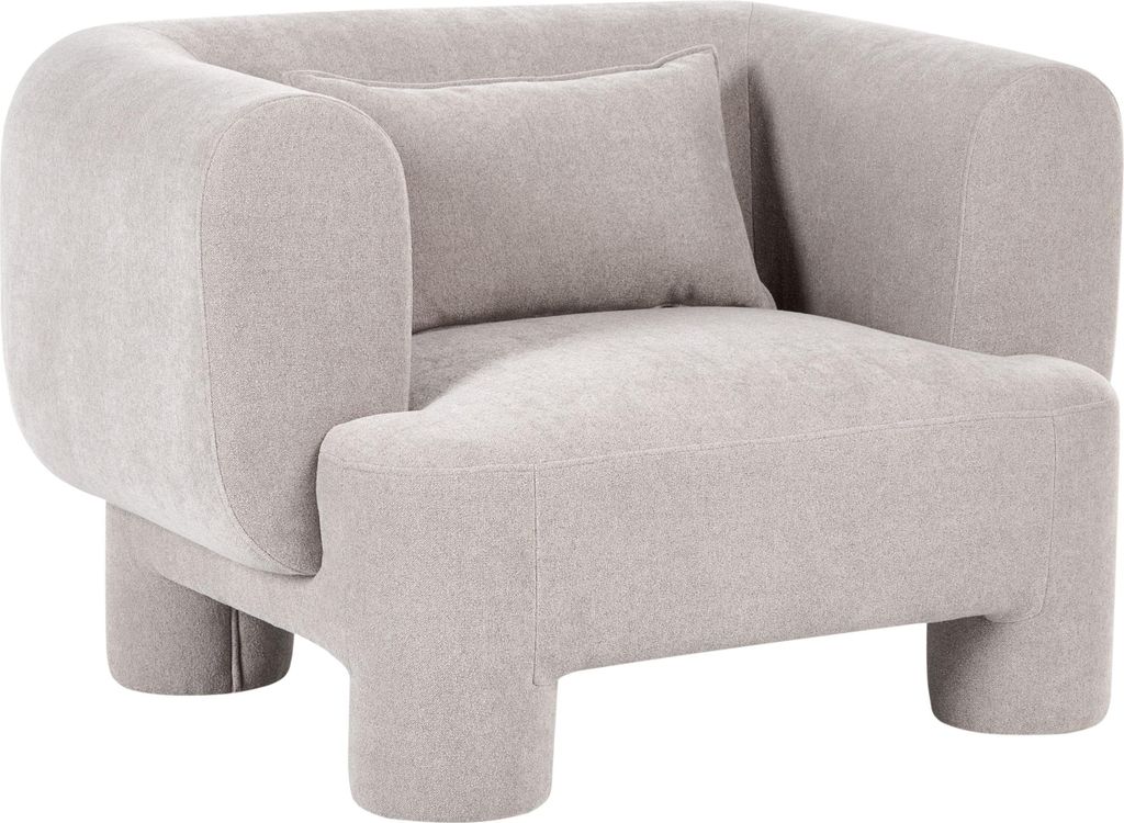BELIANI Sessel Beige Stoff Gepolstert mit Kissen Dicke Beine Breite Armlehnen Organisches Modernes Design Wohnzimmersessel Polstersessel Stoffsessel