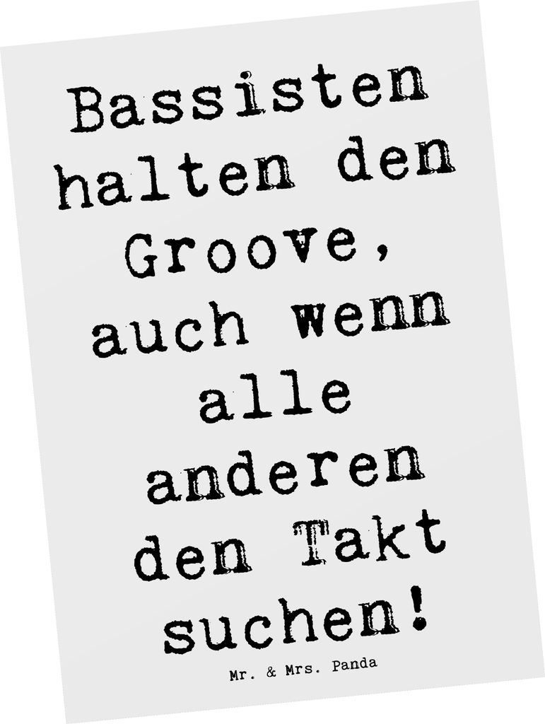 Mr. & Mrs. Panda Grußkarte Spruch Bassgitarre Groove - Weiß - Geschenk, tiefen Tönen, Bassist, Musikinstrument, Fotokarte, Musikband, Postkarten...