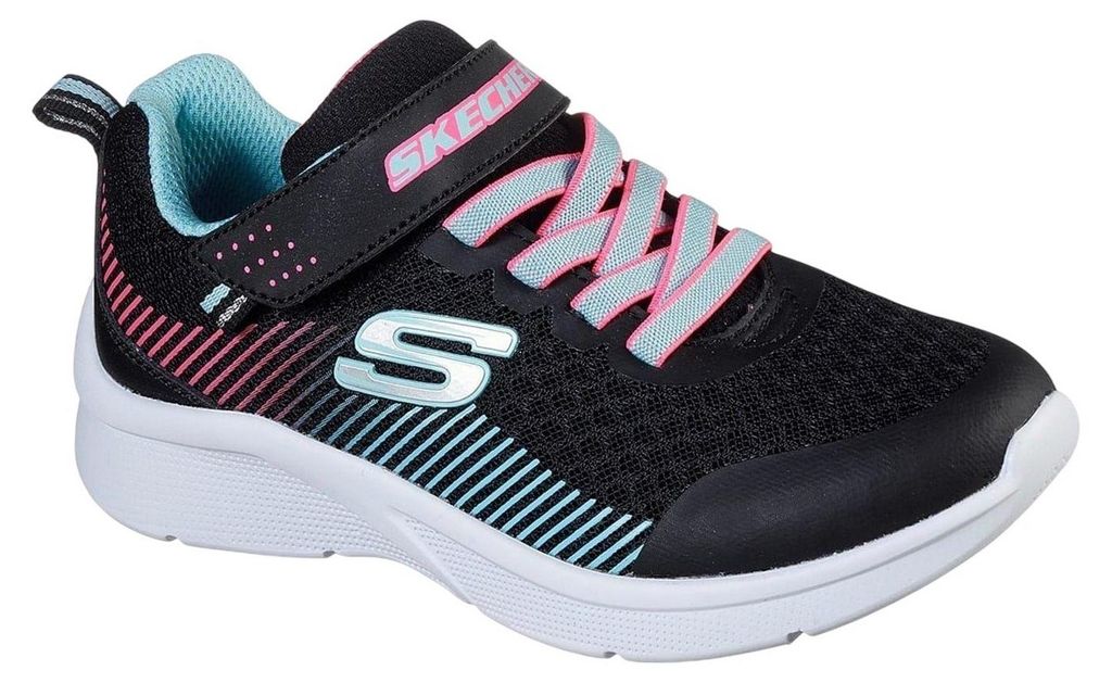 Skechers - "Microspec" Schrägstreifen Sneaker für Mädchen GT19560 (32 EU) (Schwarz/Aquablau)