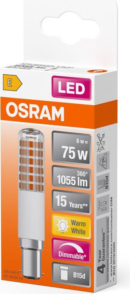 OSRAM LED Lampe SPECIAL T SLIM 8W 827 Clear B15d Dimmbar Obrázek produktu 