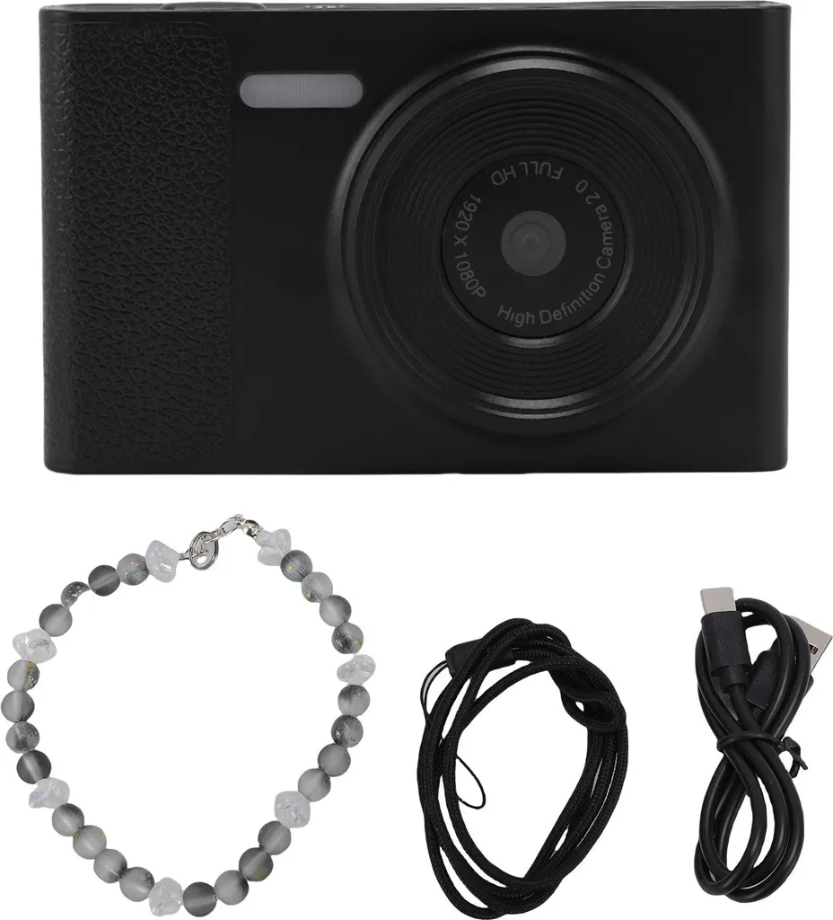 Appareil photo pour voyage et Vlog 48MP 1080P avec mode Selfie Noir
