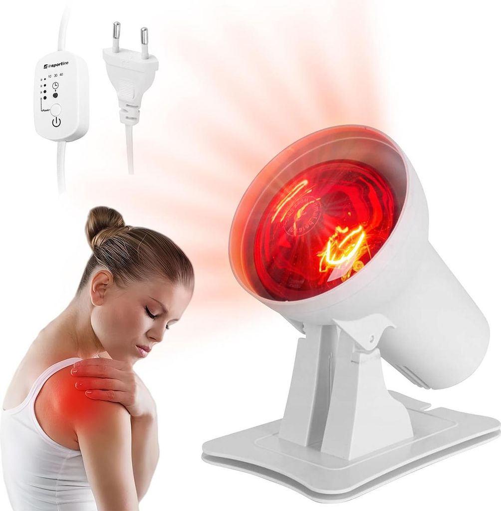 Infrarot Wärmelampe mit Timer, LED Rotlicht, einstellbar & kabellos, 400 Minuten Laufzeit, kompakt für Zuhause & Reise